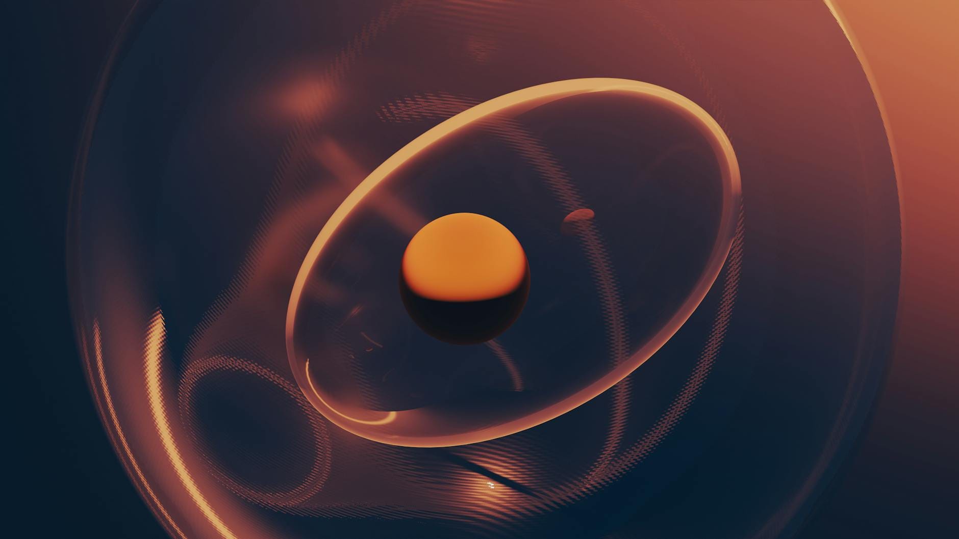 Abstrakcyjna świecąca kula symbolizująca budowę atomu w chemii